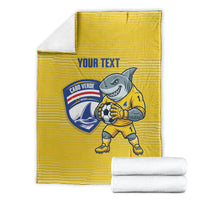 Cabo Verde Football 2026 Custom Blanket Tubaroes Azuis Goalkeeper Yellow Jersey