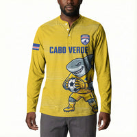 Cabo Verde Football 2026 Custom Button Sweatshirt Tubaroes Azuis Goalkeeper Yellow Jersey