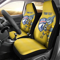 Cabo Verde Football 2026 Custom Car Seat Cover Tubaroes Azuis Goalkeeper Yellow Jersey