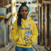 Cabo Verde Football 2026 Custom Hoodie Tubaroes Azuis Goalkeeper Yellow Jersey