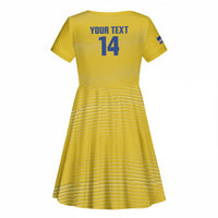 Cabo Verde Football 2026 Custom Kid Short Sleeve Dress Tubaroes Azuis Goalkeeper Yellow Jersey