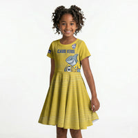 Cabo Verde Football 2026 Custom Kid Short Sleeve Dress Tubaroes Azuis Goalkeeper Yellow Jersey