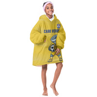 Cabo Verde Football 2026 Custom Kid Wearable Blanket Hoodie Tubaroes Azuis Goalkeeper Yellow Jersey