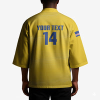 Cabo Verde Football 2026 Custom Kimono Tubaroes Azuis Goalkeeper Yellow Jersey