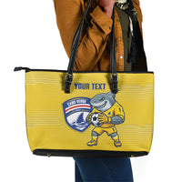 Cabo Verde Football 2026 Custom Leather Tote Bag Tubaroes Azuis Goalkeeper Yellow Jersey