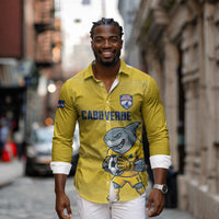 Cabo Verde Football 2026 Custom Long Sleeve Button Shirt Tubaroes Azuis Goalkeeper Yellow Jersey
