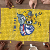 Cabo Verde Football 2026 Custom Puzzle Tubaroes Azuis Goalkeeper Yellow Jersey