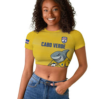 Cabo Verde Football 2026 Custom Raglan Cropped T shirt Tubaroes Azuis Goalkeeper Yellow Jersey