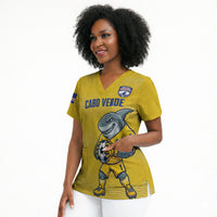 Cabo Verde Football 2026 Custom Scrub Top Tubaroes Azuis Goalkeeper Yellow Jersey