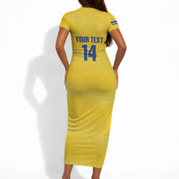 Cabo Verde Football 2026 Custom Short Sleeve Bodycon Dress Tubaroes Azuis Goalkeeper Yellow Jersey