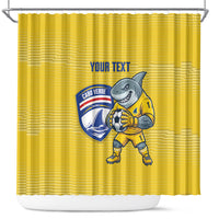 Cabo Verde Football 2026 Custom Shower Curtain Tubaroes Azuis Goalkeeper Yellow Jersey