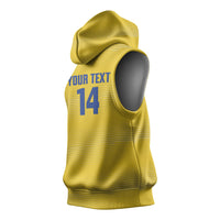 Cabo Verde Football 2026 Custom Sleeveless Hoodie Tubaroes Azuis Goalkeeper Yellow Jersey
