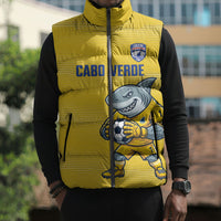 Cabo Verde Football 2026 Custom Sleeveless Puffer Jacket Tubaroes Azuis Goalkeeper Yellow Jersey