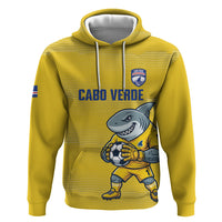 Cabo Verde Football 2026 Custom Zip Hoodie Tubaroes Azuis Goalkeeper Yellow Jersey