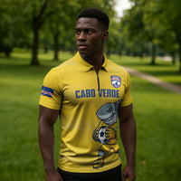 Cabo Verde Football 2026 Custom Zipper Polo Shirt Tubaroes Azuis Goalkeeper Yellow Jersey