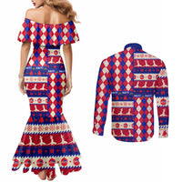 haiti-christmas-couples-matching-mermaid-dress-and-long-sleeve-button-shirt-jwaye-nowe-2023-with-coat-of-arms