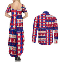 Haiti Christmas Couples Matching Summer Maxi Dress and Long Sleeve Button Shirt Jwaye Nowe 2023 With Coat Of Arms - Wonder Print Shop