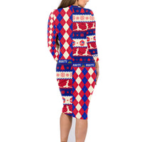 Haiti Christmas Family Matching Long Sleeve Bodycon Dress and Hawaiian Shirt Jwaye Nowe 2023 With Coat Of Arms - Wonder Print Shop