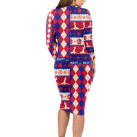Haiti Christmas Long Sleeve Bodycon Dress Jwaye Nowe 2023 With Coat Of Arms - Wonder Print Shop