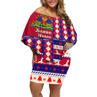 Haiti Christmas Off Shoulder Short Dress Jwaye Nowe 2023 With Coat Of Arms - Wonder Print Shop