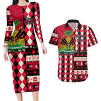Haiti 1964 Christmas Couples Matching Long Sleeve Bodycon Dress and Hawaiian Shirt Jwaye Nowe 2023 With Coat Of Arms - Wonder Print Shop