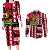 Haiti 1964 Christmas Couples Matching Long Sleeve Bodycon Dress and Long Sleeve Button Shirt Jwaye Nowe 2023 With Coat Of Arms - Wonder Print Shop