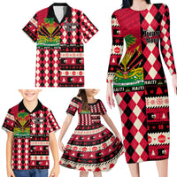 Haiti 1964 Christmas Family Matching Long Sleeve Bodycon Dress and Hawaiian Shirt Jwaye Nowe 2023 With Coat Of Arms - Wonder Print Shop