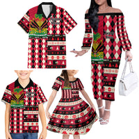 Haiti 1964 Christmas Family Matching Off Shoulder Long Sleeve Dress and Hawaiian Shirt Jwaye Nowe 2023 With Coat Of Arms - Wonder Print Shop
