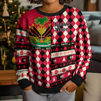 Haiti 1964 Christmas Kid Ugly Christmas Sweater Jwaye Nowe 2023 With Coat Of Arms - Wonder Print Shop