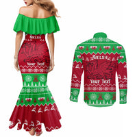 personalised-wales-christmas-couples-matching-mermaid-dress-and-long-sleeve-button-shirt-nadolig-llawen-cymru-unique-version