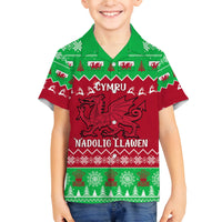 Personalised Wales Christmas Family Matching Off Shoulder Long Sleeve Dress and Hawaiian Shirt Nadolig Llawen Cymru Unique Version - Wonder Print Shop