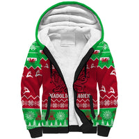 Personalised Wales Christmas Sherpa Hoodie Nadolig Llawen Cymru Unique Version - Wonder Print Shop