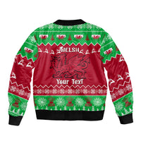 Personalised Wales Christmas Sleeve Zip Bomber Jacket Nadolig Llawen Cymru Unique Version - Wonder Print Shop