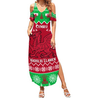 Personalised Wales Christmas Summer Maxi Dress Nadolig Llawen Cymru Unique Version - Wonder Print Shop