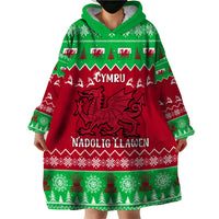 Personalised Wales Christmas Wearable Blanket Hoodie Nadolig Llawen Cymru Unique Version - Wonder Print Shop
