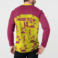 West Indies Cricket Custom Button Sweatshirt Windies Palm Tree Tropical Style - Wonder Print Shop