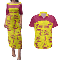 West Indies Cricket Custom Couples Matching Puletasi and Hawaiian Shirt Windies Palm Tree Tropical Style - Wonder Print Shop