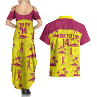West Indies Cricket Custom Couples Matching Summer Maxi Dress and Hawaiian Shirt Windies Palm Tree Tropical Style - Wonder Print Shop