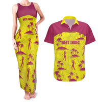 West Indies Cricket Custom Couples Matching Tank Maxi Dress and Hawaiian Shirt Windies Palm Tree Tropical Style - Wonder Print Shop