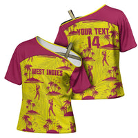 West Indies Cricket Custom Cross Shoulder Shirt Windies Palm Tree Tropical Style - Wonder Print Shop
