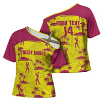 West Indies Cricket Custom Cross Shoulder Shirt Windies Palm Tree Tropical Style - Wonder Print Shop