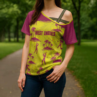 West Indies Cricket Custom Cross Shoulder Shirt Windies Palm Tree Tropical Style - Wonder Print Shop