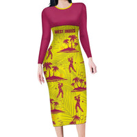 West Indies Cricket Custom Family Matching Long Sleeve Bodycon Dress and Hawaiian Shirt Windies Palm Tree Tropical Style - Wonder Print Shop