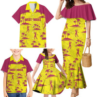 West Indies Cricket Custom Family Matching Mermaid Dress and Hawaiian Shirt Windies Palm Tree Tropical Style - Wonder Print Shop