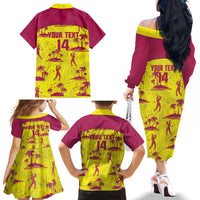 West Indies Cricket Custom Family Matching Off The Shoulder Long Sleeve Dress and Hawaiian Shirt Windies Palm Tree Tropical Style - Wonder Print Shop