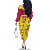 West Indies Cricket Custom Family Matching Off The Shoulder Long Sleeve Dress and Hawaiian Shirt Windies Palm Tree Tropical Style - Wonder Print Shop