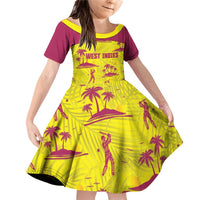 West Indies Cricket Custom Family Matching Off Shoulder Short Dress and Hawaiian Shirt Windies Palm Tree Tropical Style - Wonder Print Shop