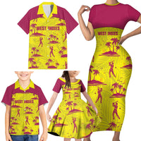 West Indies Cricket Custom Family Matching Short Sleeve Bodycon Dress and Hawaiian Shirt Windies Palm Tree Tropical Style - Wonder Print Shop
