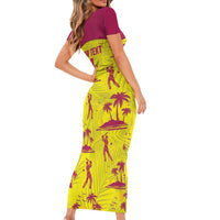 West Indies Cricket Custom Family Matching Short Sleeve Bodycon Dress and Hawaiian Shirt Windies Palm Tree Tropical Style - Wonder Print Shop