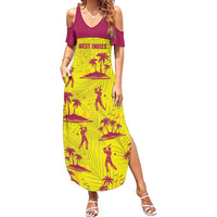 West Indies Cricket Custom Family Matching Summer Maxi Dress and Hawaiian Shirt Windies Palm Tree Tropical Style - Wonder Print Shop